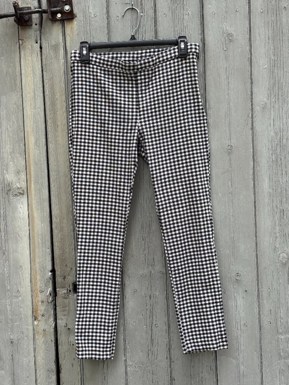 Free People Black White Gingham Skinny Crop Pants Size 6 Like New
